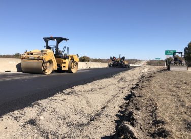 road paving for IH 35E widening project