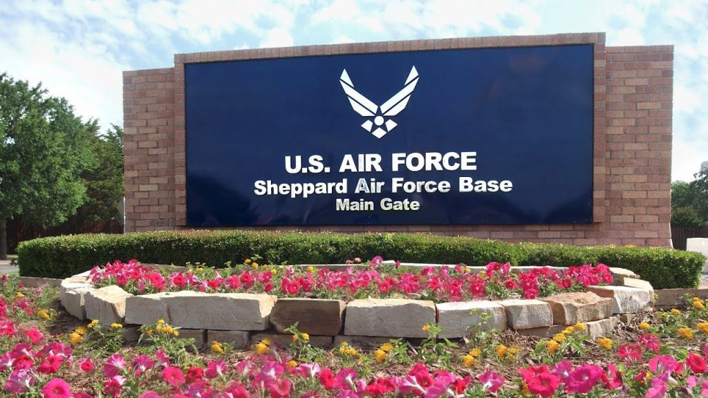 Exterior entrance signage at Sheppard Air Force Base